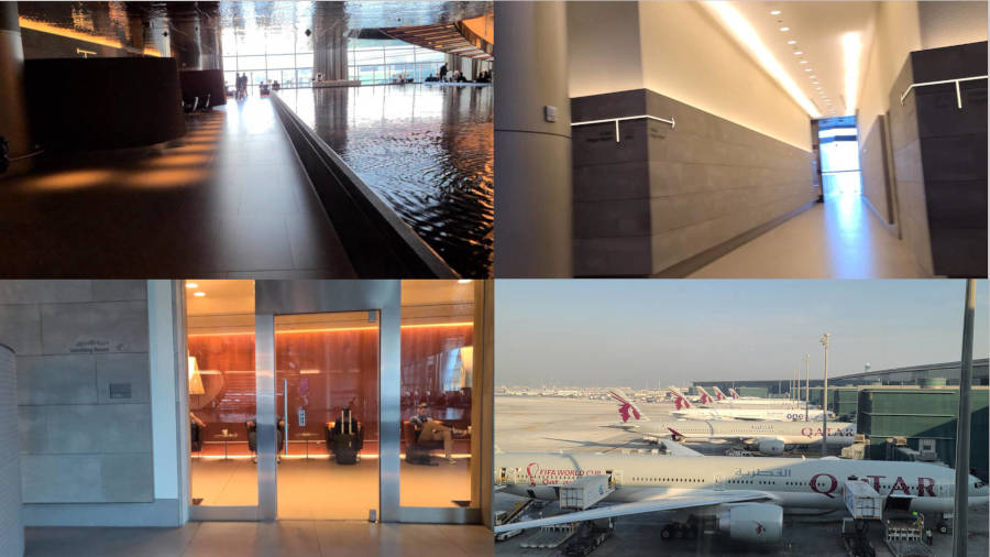 Al Mourjan Facilies from top - clockwise - the pond, the prayer room/s, a view, smokers lounge